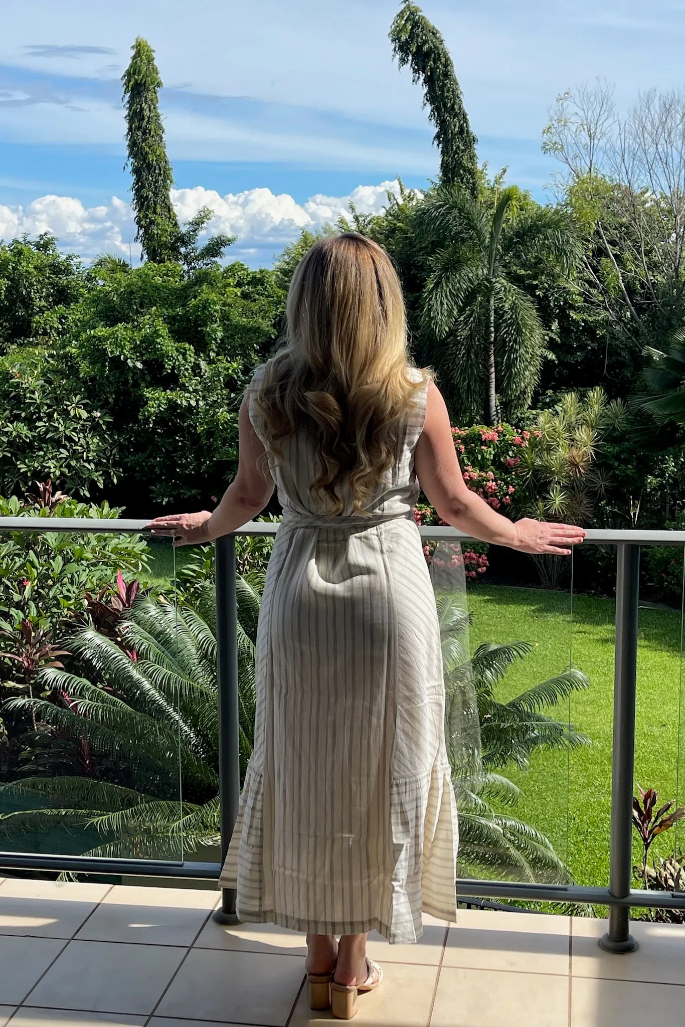 Bridget Dress in Cream Indigo