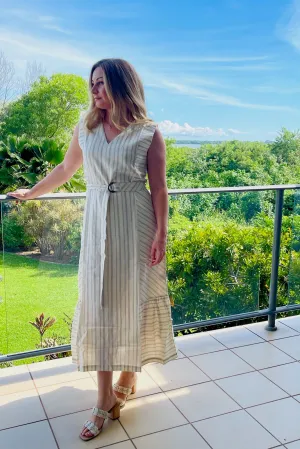 Bridget Dress in Cream Indigo