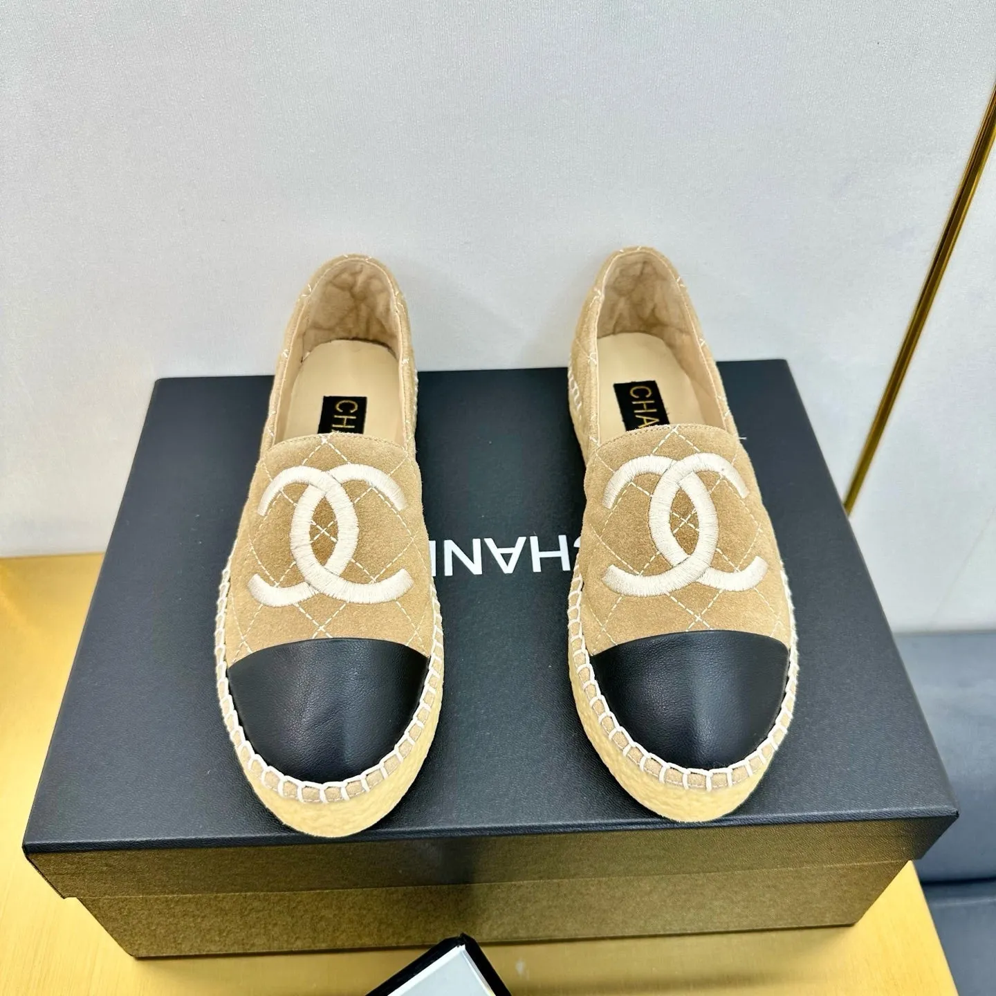 CC 25s Slip–on Espadrilles Light Brown Velvet 297829