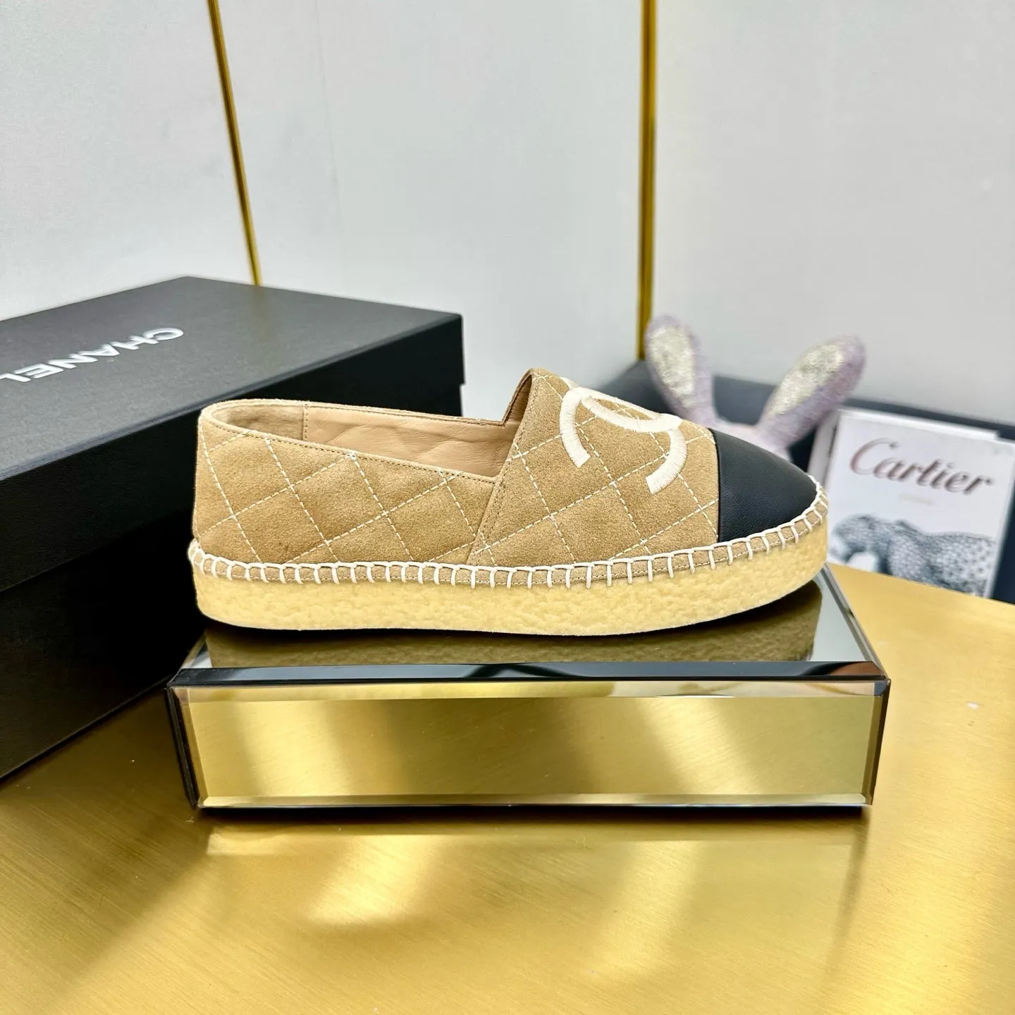CC 25s Slip–on Espadrilles Light Brown Velvet 297829