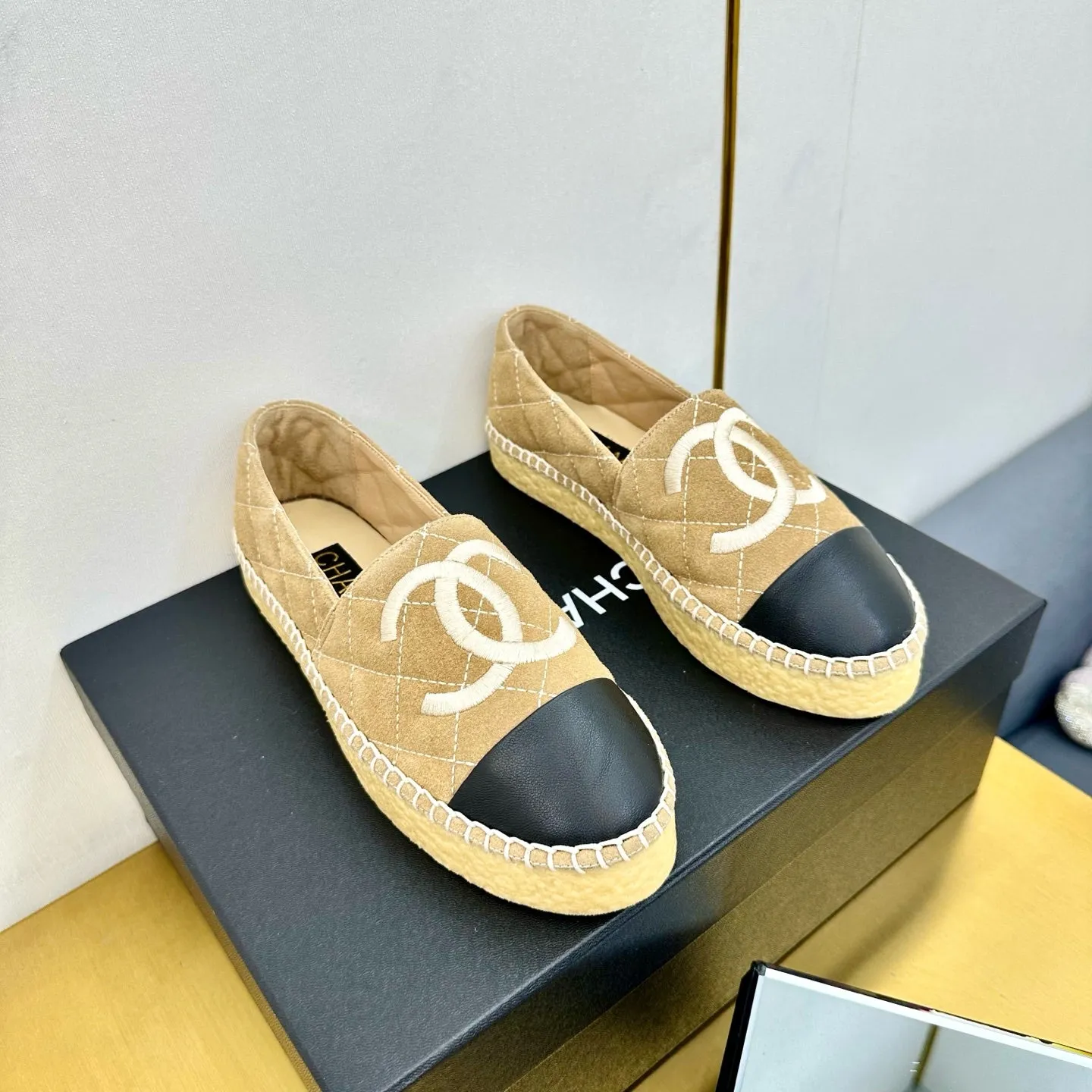 CC 25s Slip–on Espadrilles Light Brown Velvet 297829