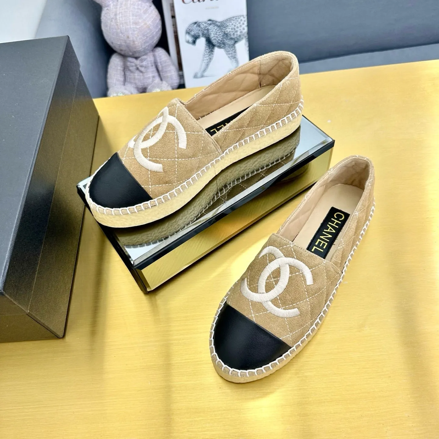 CC 25s Slip–on Espadrilles Light Brown Velvet 297829