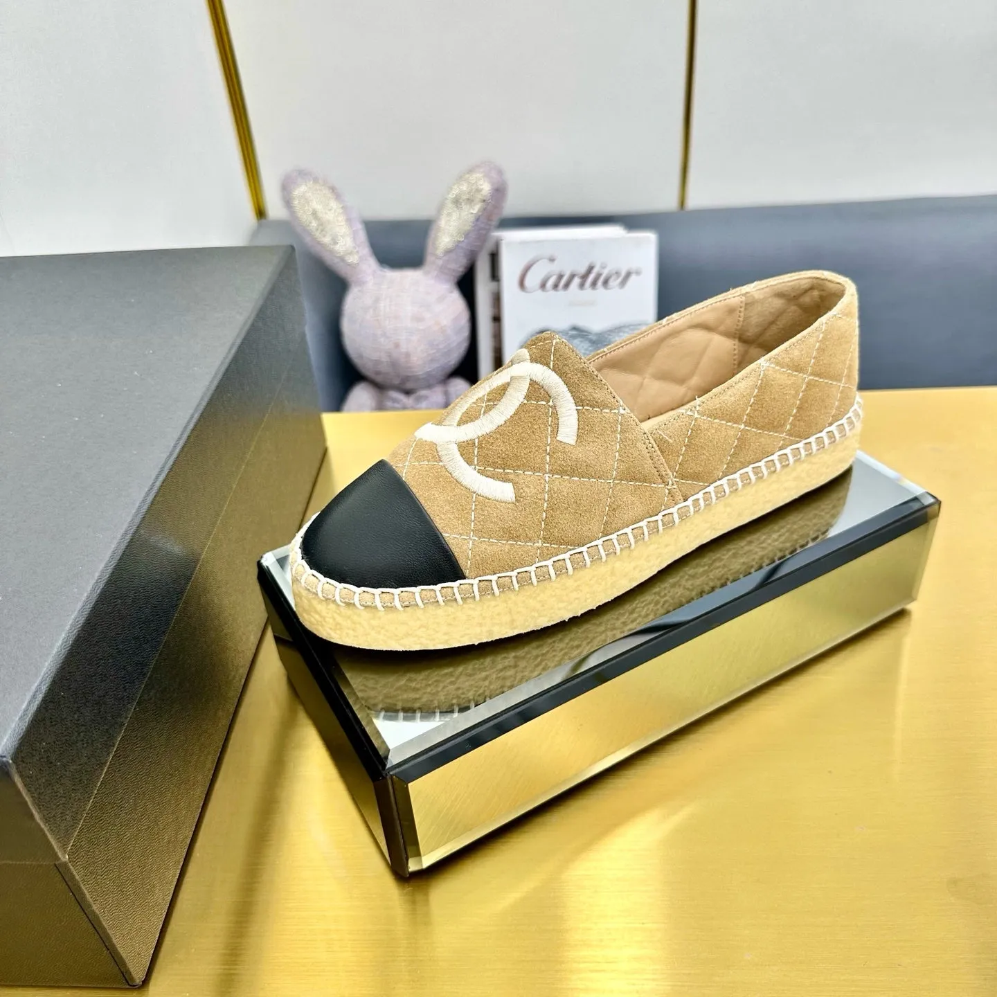 CC 25s Slip–on Espadrilles Light Brown Velvet 297829