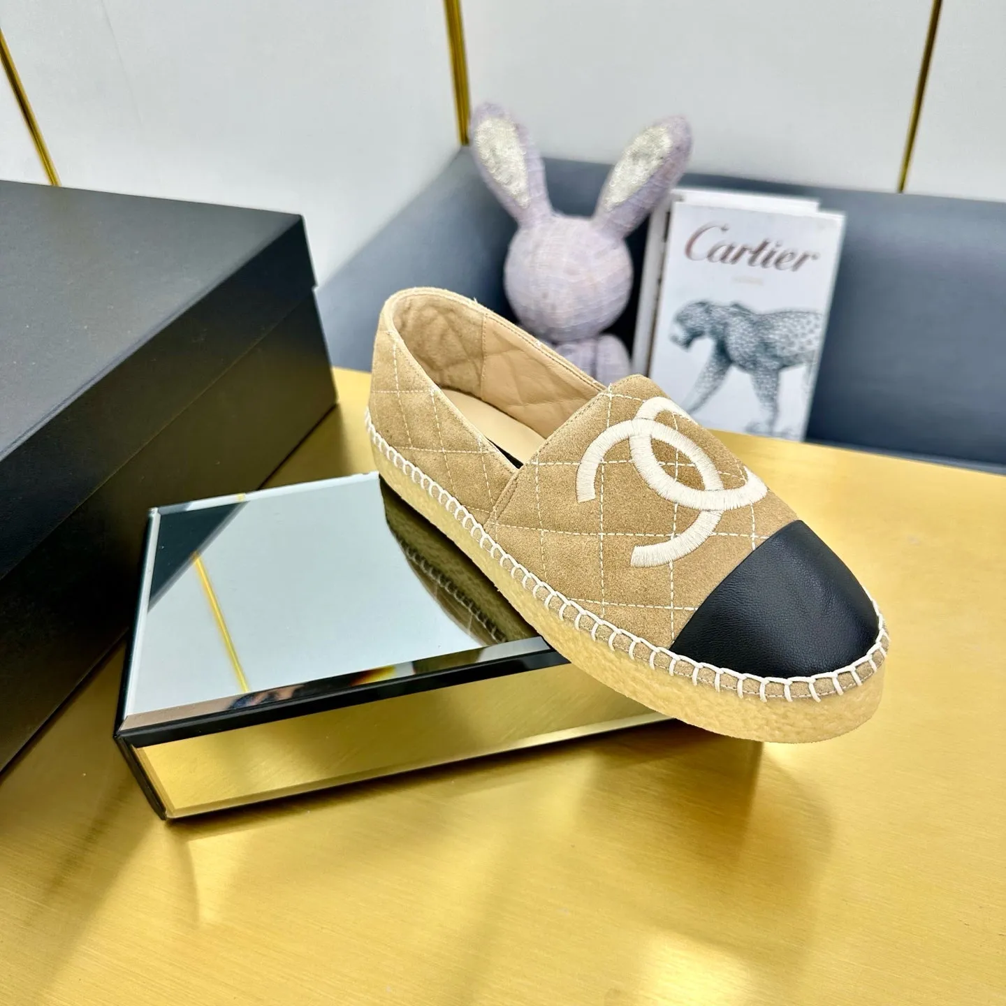 CC 25s Slip–on Espadrilles Light Brown Velvet 297829