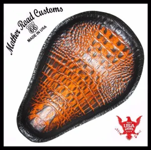 Chopper Harley Sportster Spring Solo Seat Motorcycle 10x13 Ant Or Alligator USA