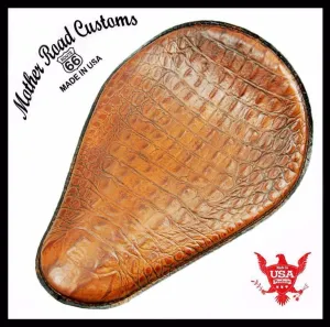 Chopper Harley Sportster Spring Solo Seat Motorcycle 10x13 Brown Alligator MRC