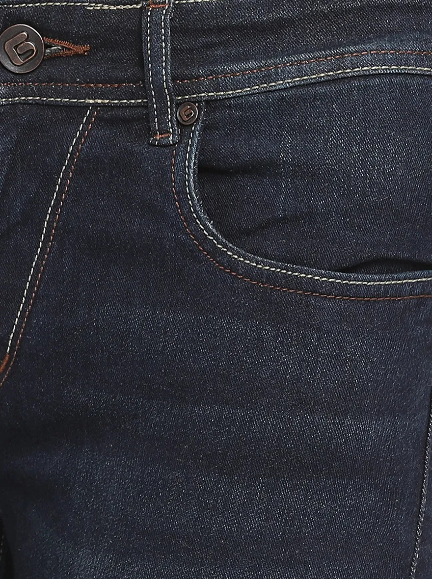 Dark Blue Washed Straight Fit Jeans | Greenfibre