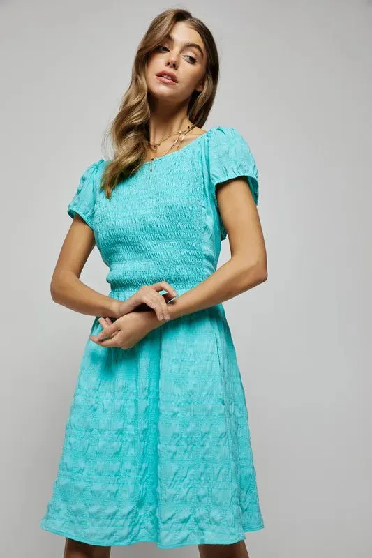 Davi & Dani Crossed Back Short Sleeve Dress with Pockets
