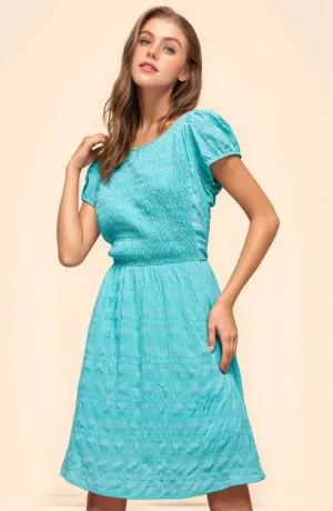 Davi & Dani Crossed Back Short Sleeve Dress with Pockets