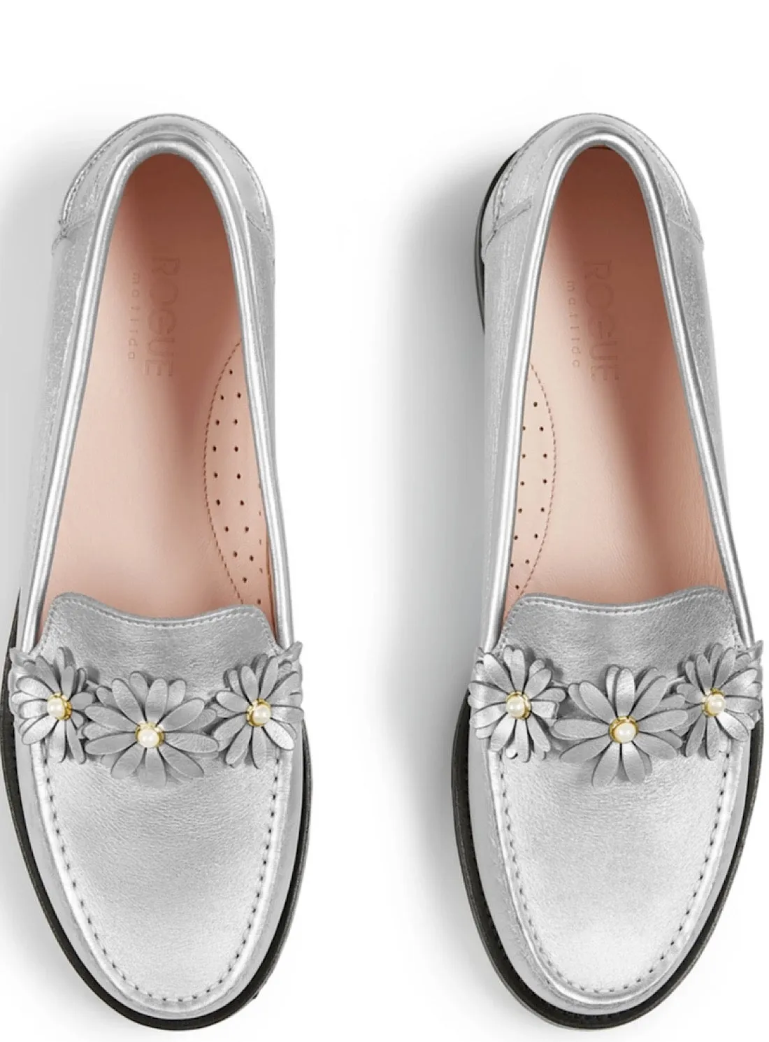 Ditsy Leather Loafer in Silver by Rogue Matilda