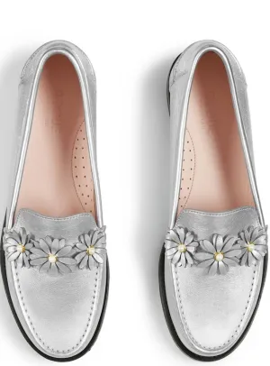Ditsy Leather Loafer in Silver by Rogue Matilda