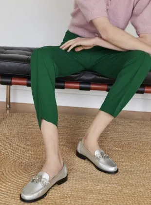 Ditsy Leather Loafer in Silver by Rogue Matilda