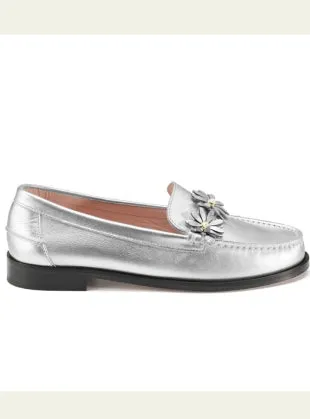 Ditsy Leather Loafer in Silver by Rogue Matilda