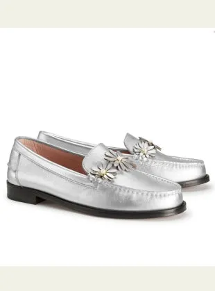 Ditsy Leather Loafer in Silver by Rogue Matilda