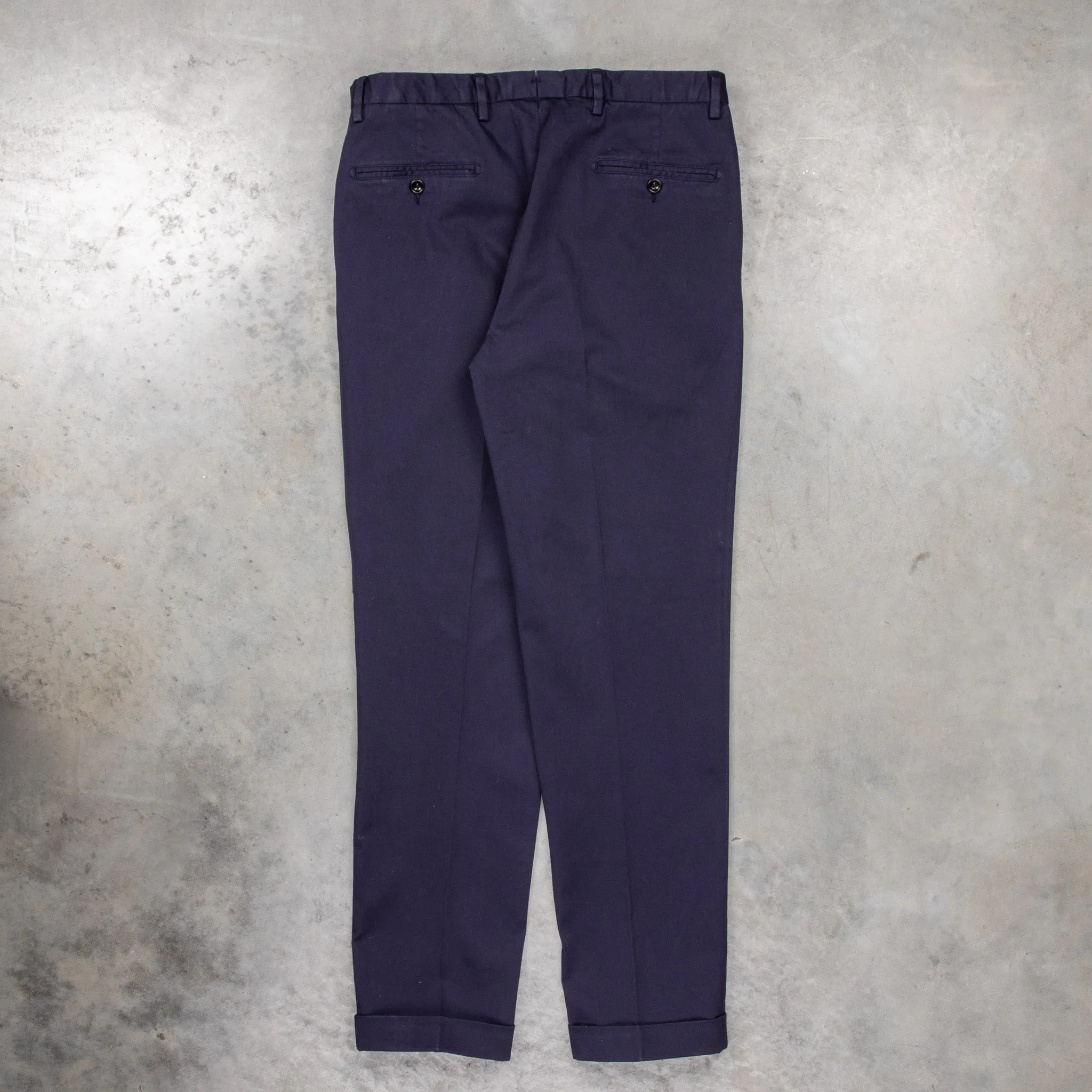 Drumohr Pantaloni Doppia Pence Cottone Blu Scuro