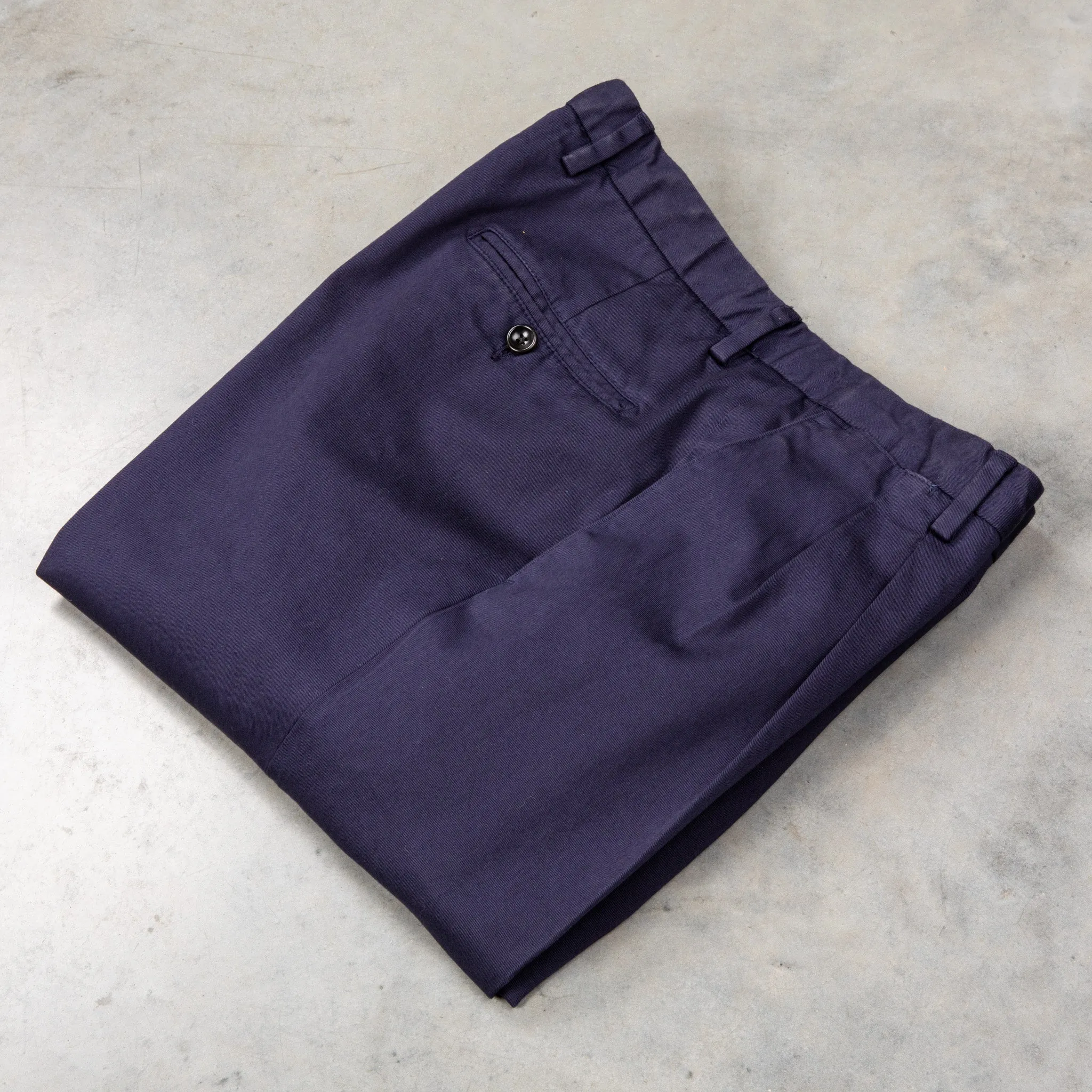 Drumohr Pantaloni Doppia Pence Cottone Blu Scuro