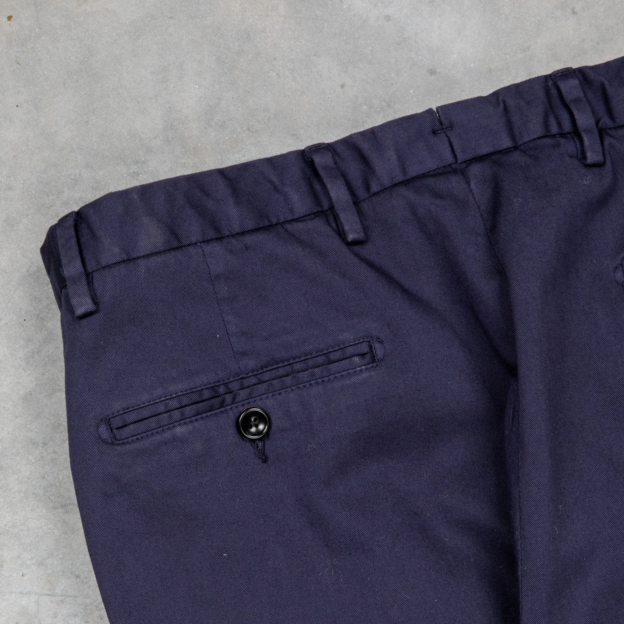 Drumohr Pantaloni Doppia Pence Cottone Blu Scuro