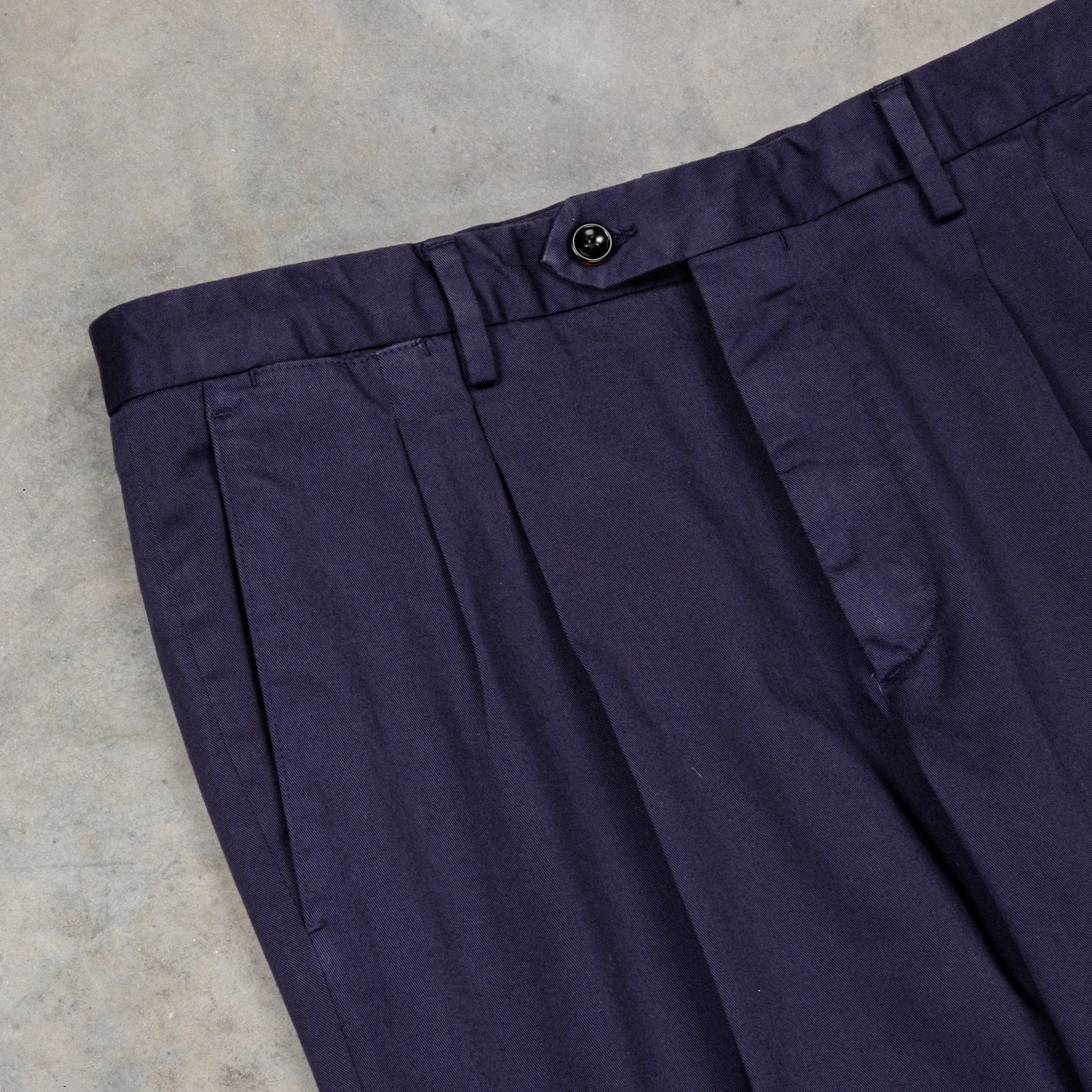 Drumohr Pantaloni Doppia Pence Cottone Blu Scuro