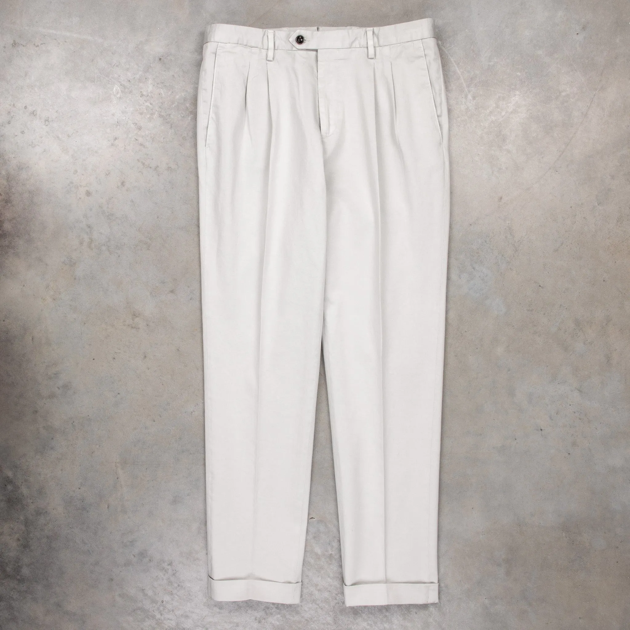 Drumohr Pantaloni Doppia Pence Cottone Grigio Chiaro