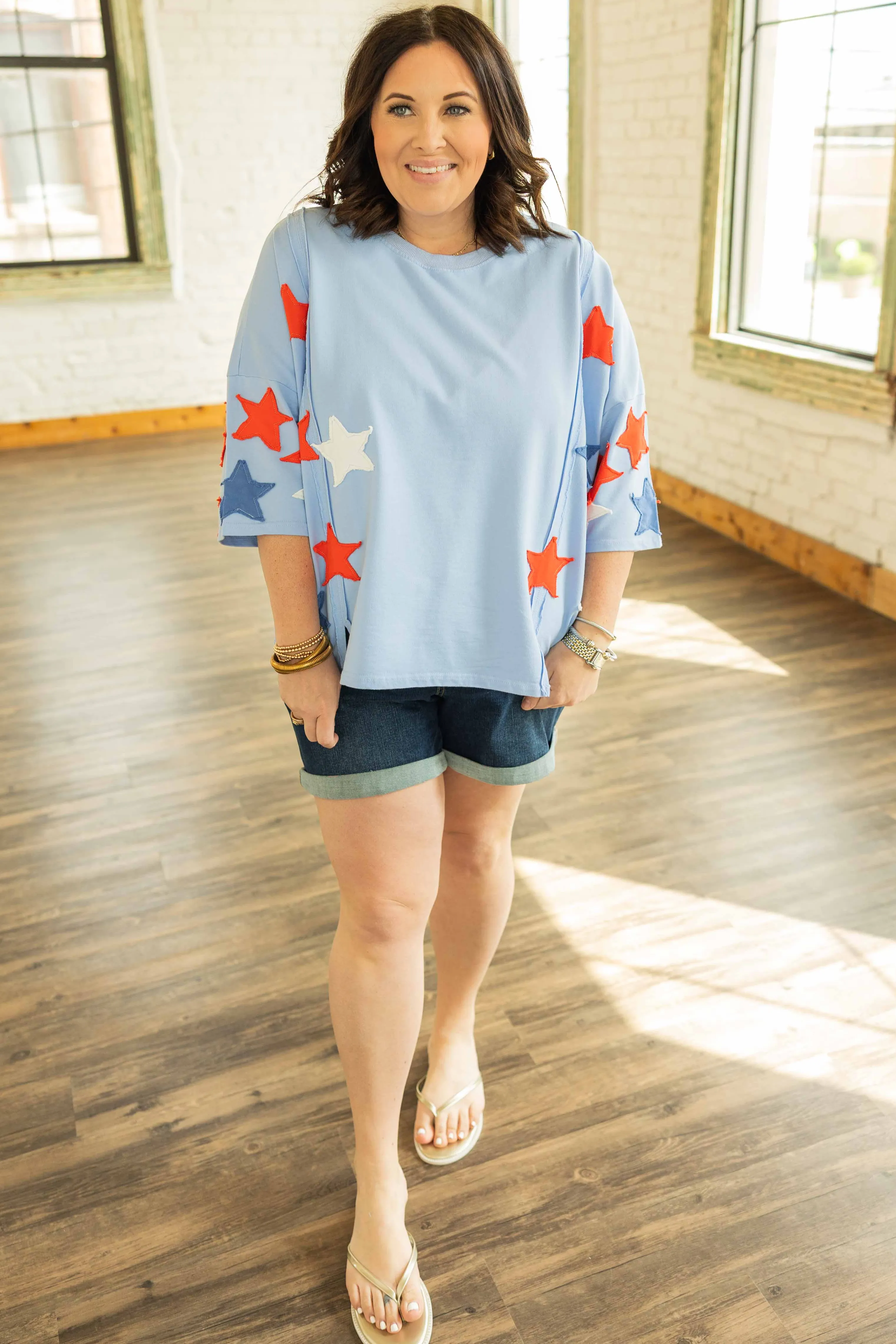 ELLE OVERSIZED STAR PATCH TOP