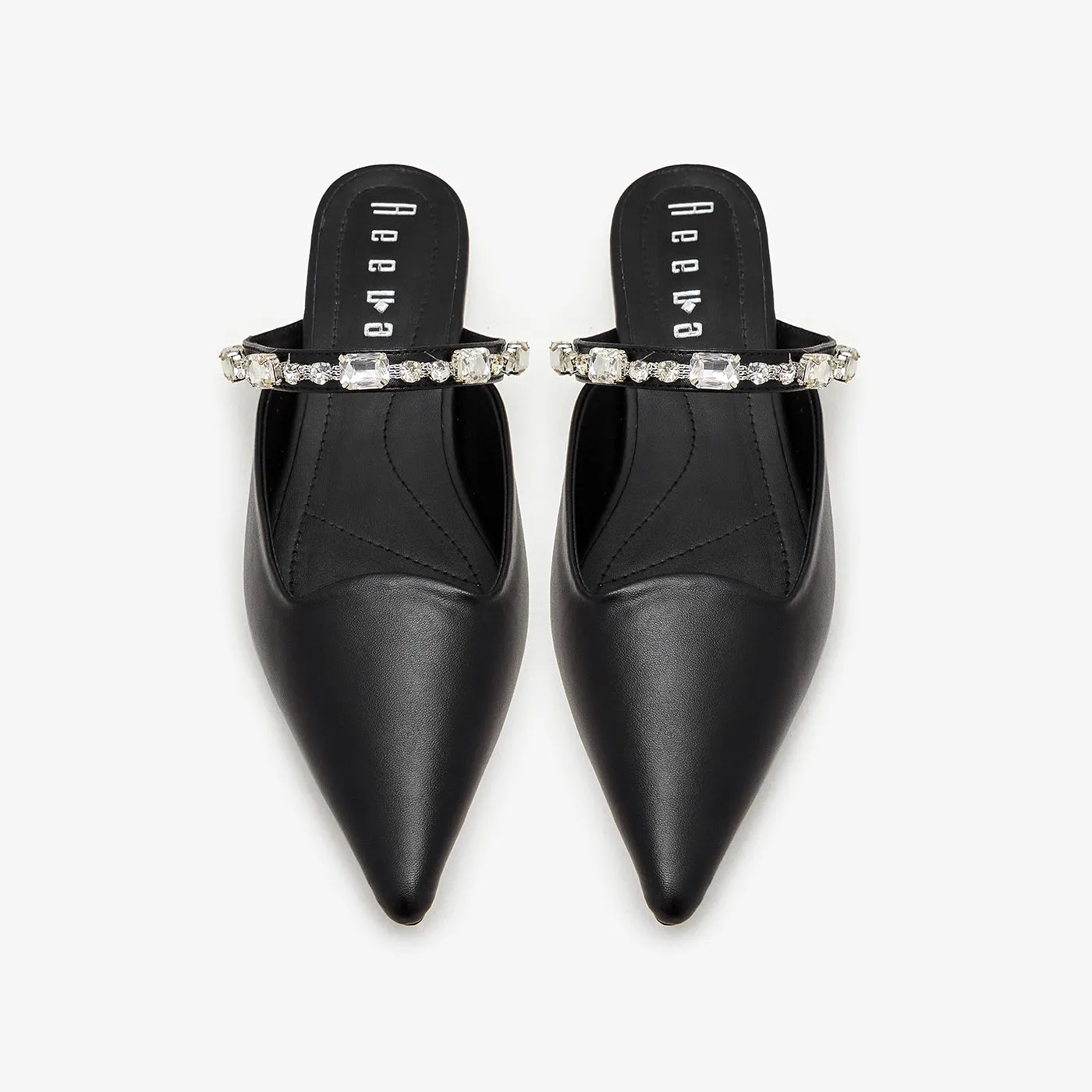 Embellished Backless Loafers