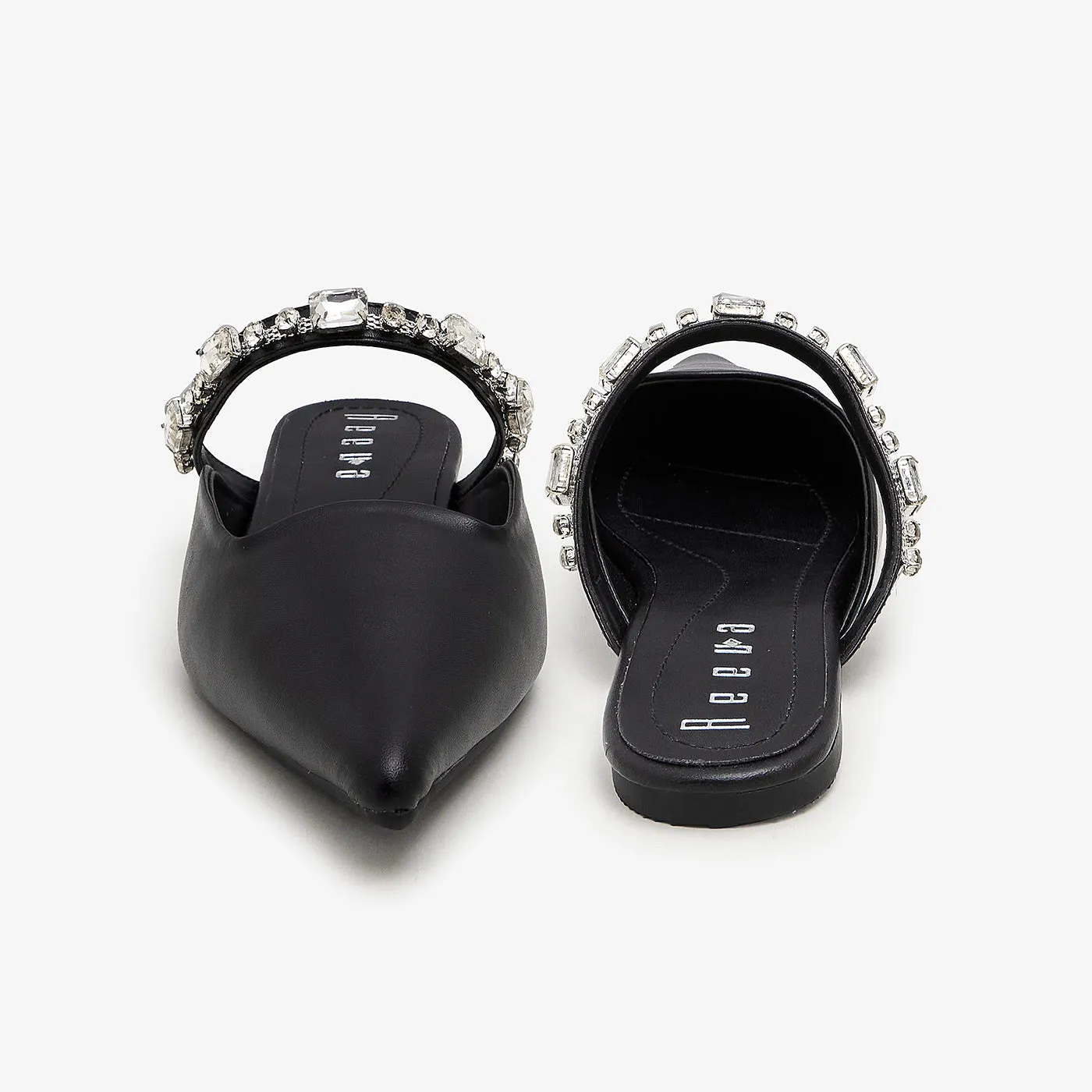 Embellished Backless Loafers