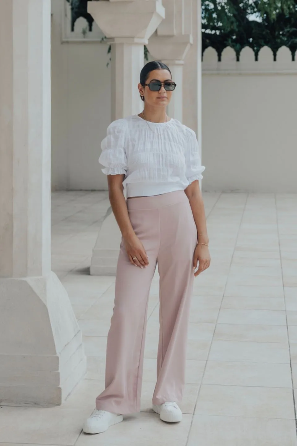 Favourite Blush Elastic Back Wide Leg Pants