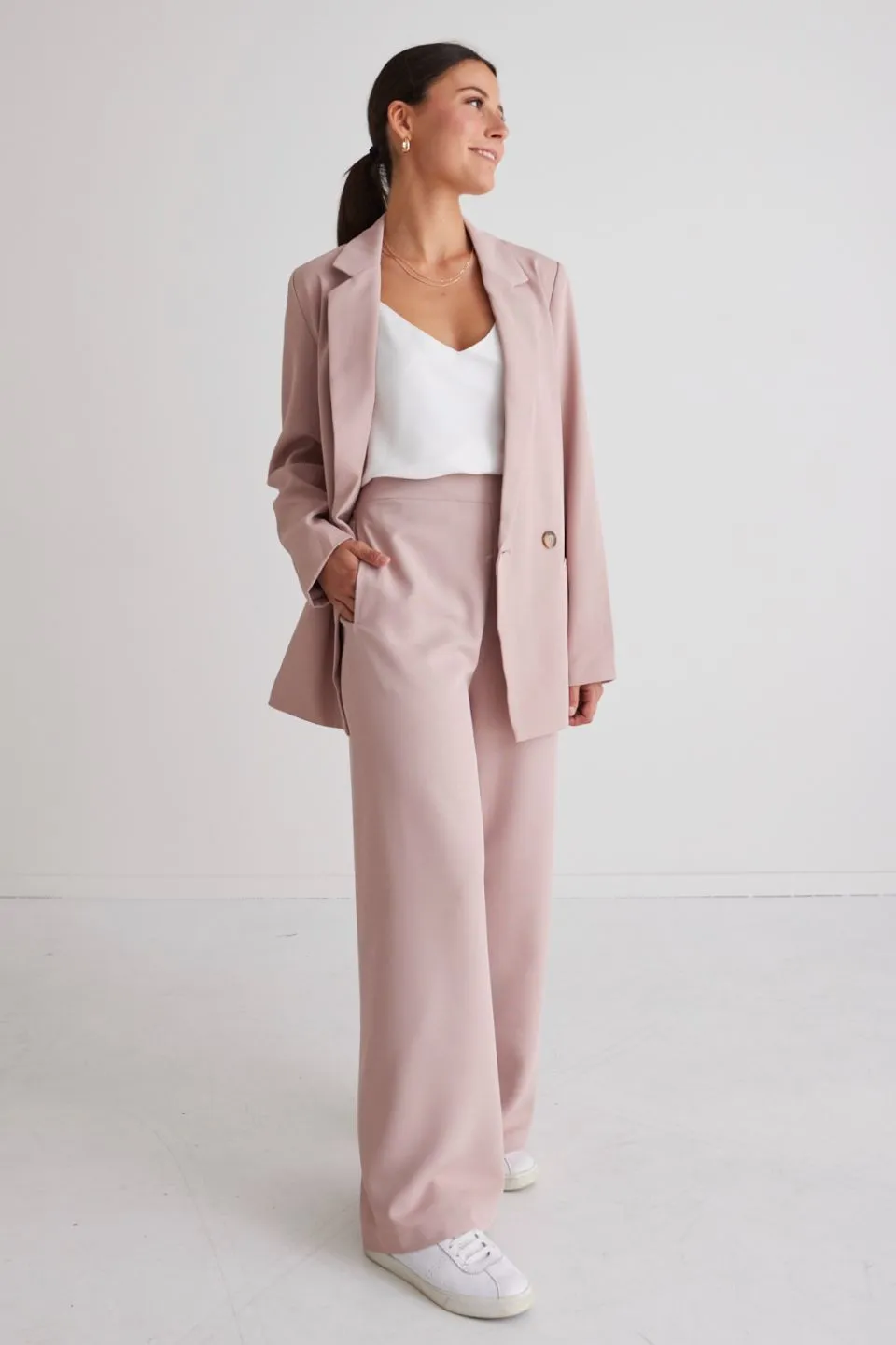 Favourite Blush Elastic Back Wide Leg Pants