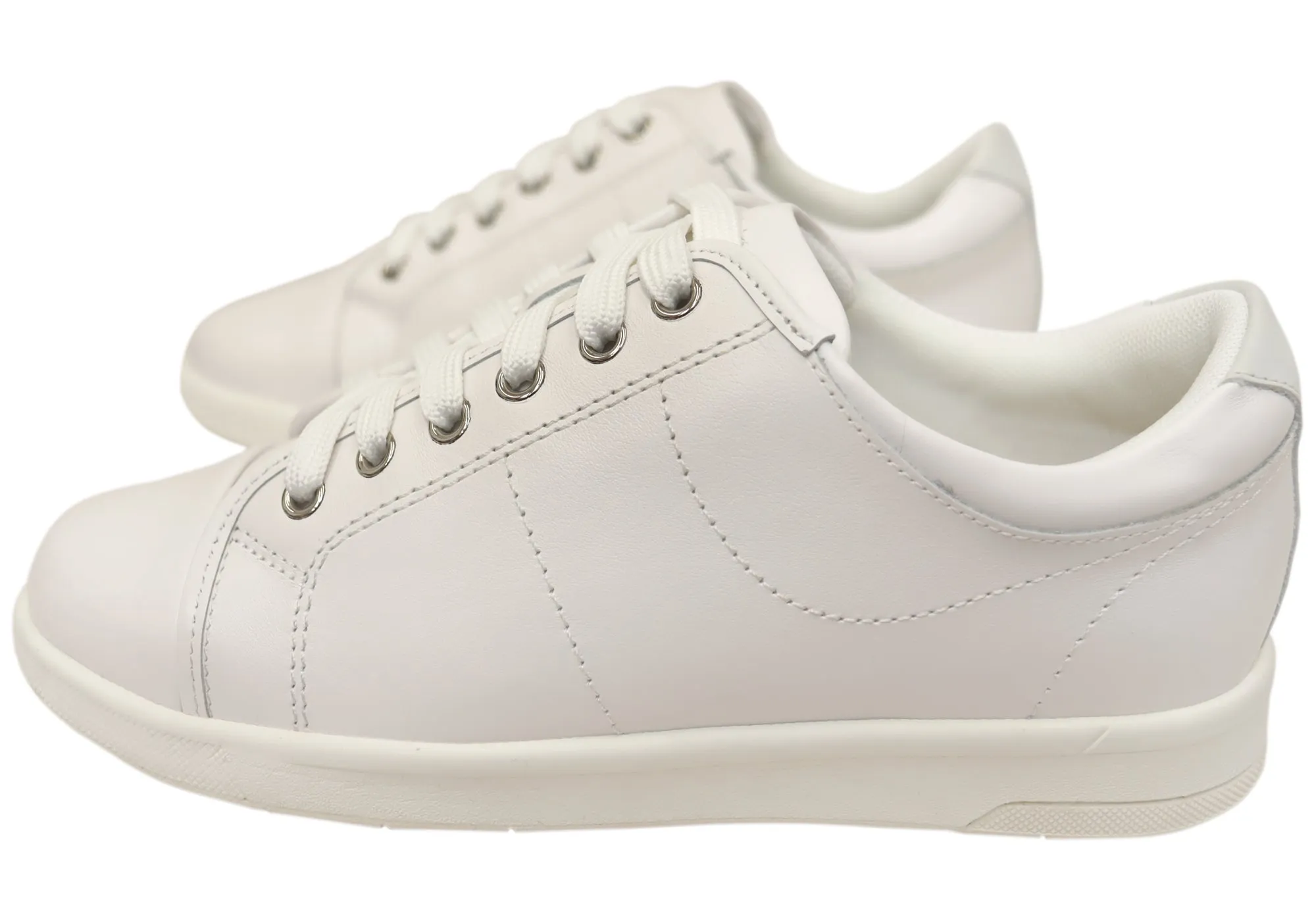 Florsheim Womens Comfortable Leather Crossover Cap Cap Toe Sneakers