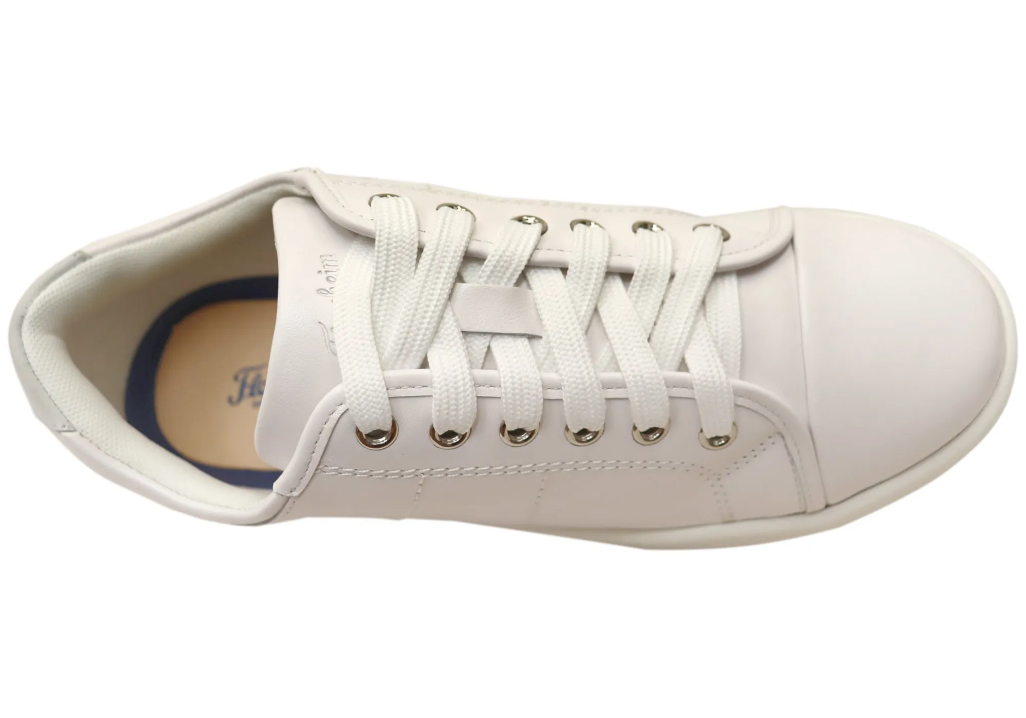 Florsheim Womens Comfortable Leather Crossover Cap Cap Toe Sneakers