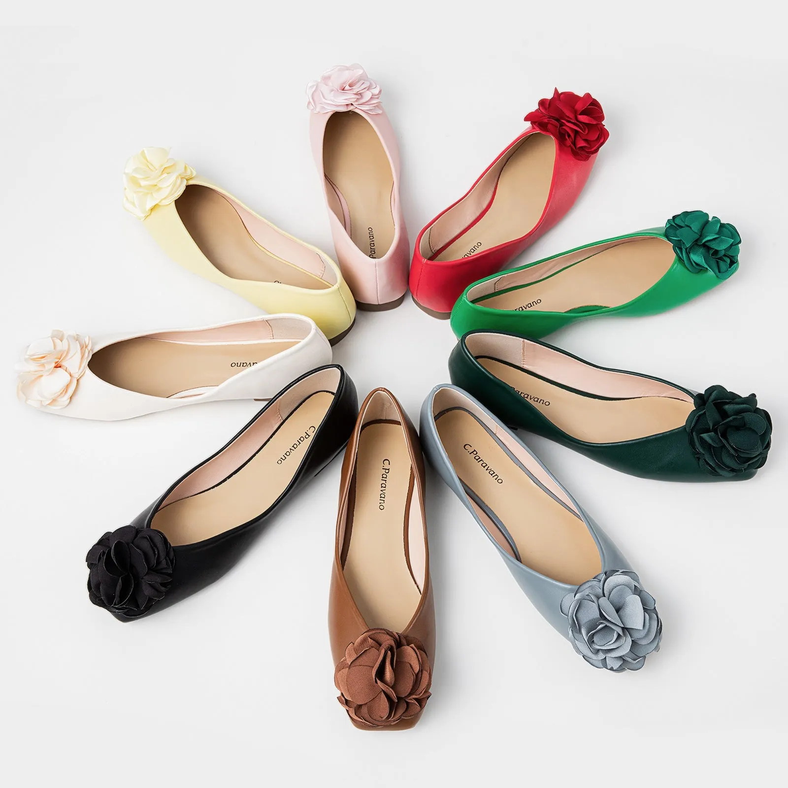 Flower Ballerina Flats (Eva) Silver