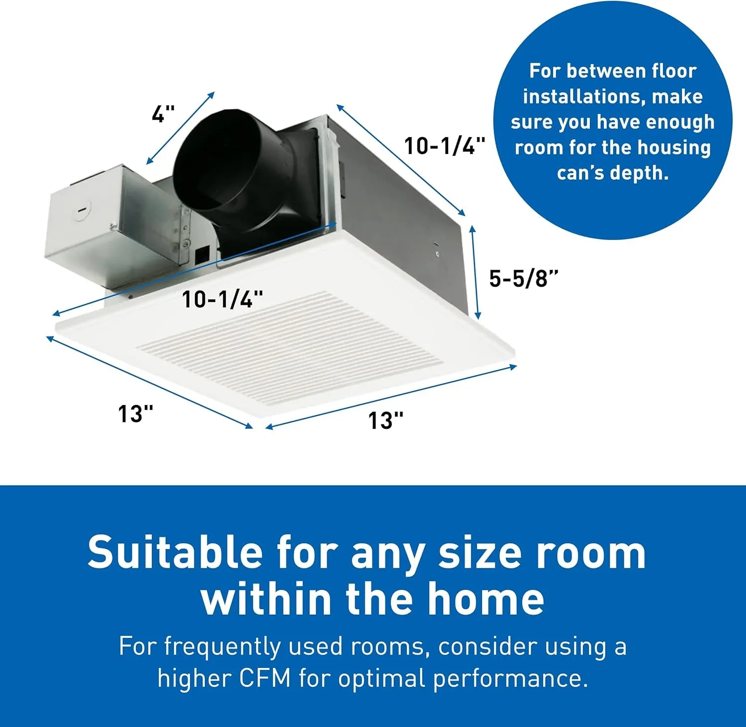 FV-0511VF1 Whisperfit DC Fan 50-80-110 CFM Retrofit Bathroom Exhaust Fan - Quiet Energy Star-Certified Energy-Saving Bathroom Ceiling Fan