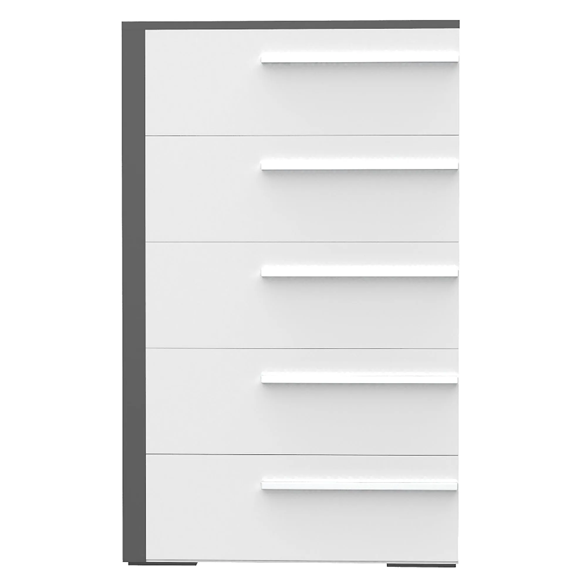 Gabriella 5 drawer chest storage for nursery bedroom, dark grey & white