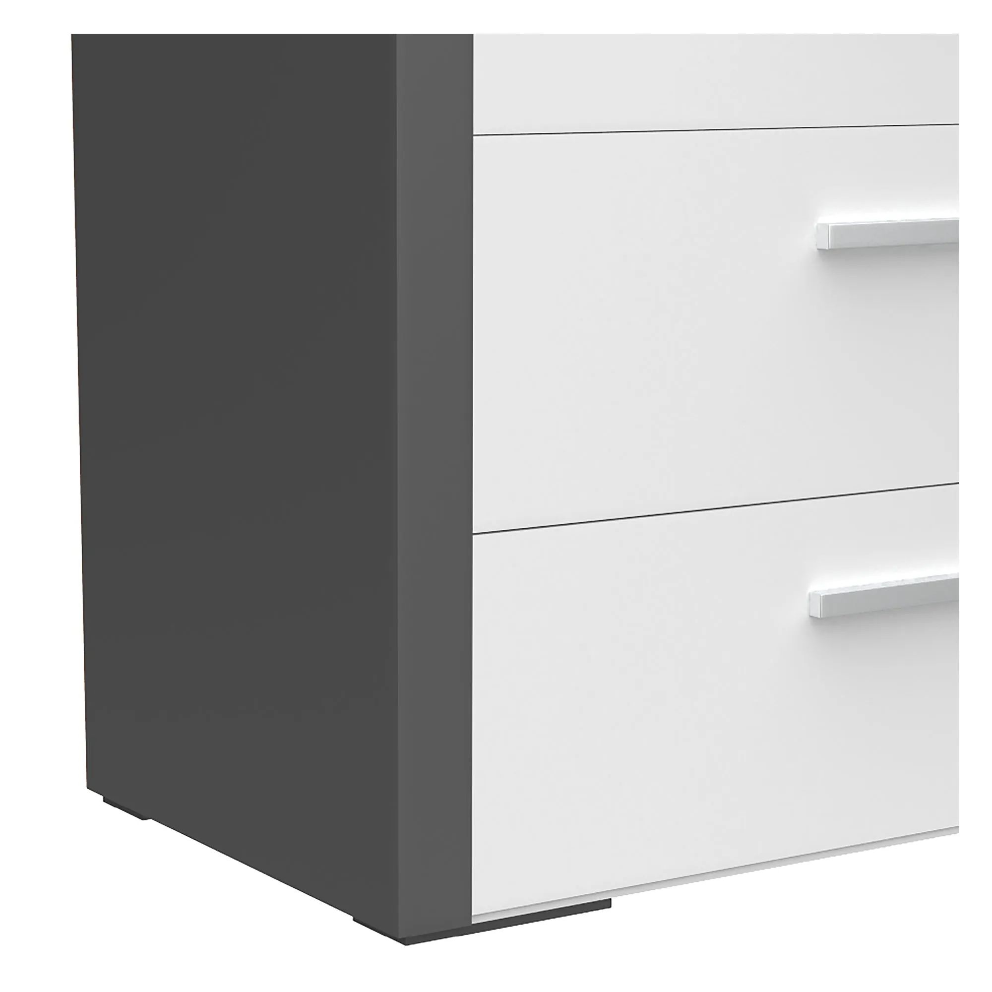 Gabriella 5 drawer chest storage for nursery bedroom, dark grey & white