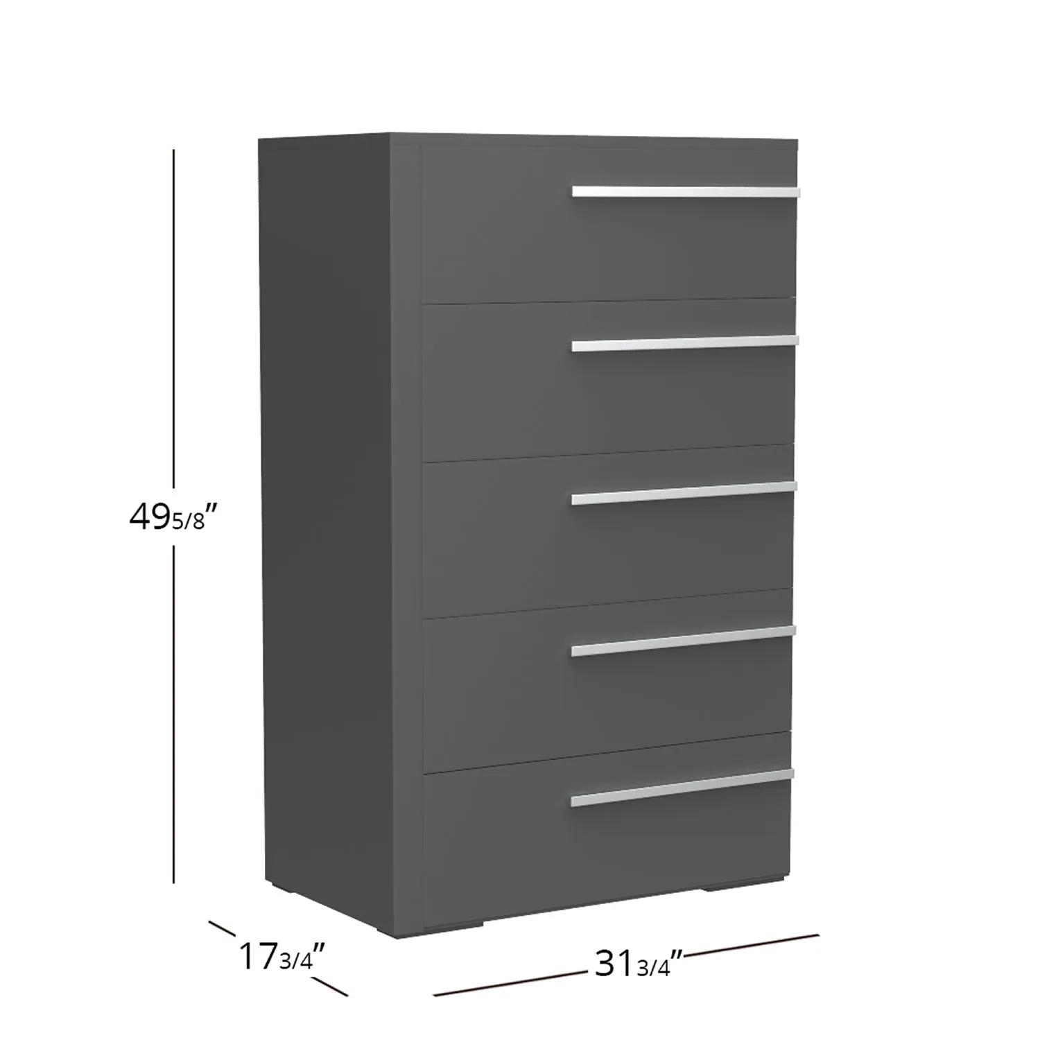 Gabriella 5 drawer chest storage for nursery bedroom, dark grey