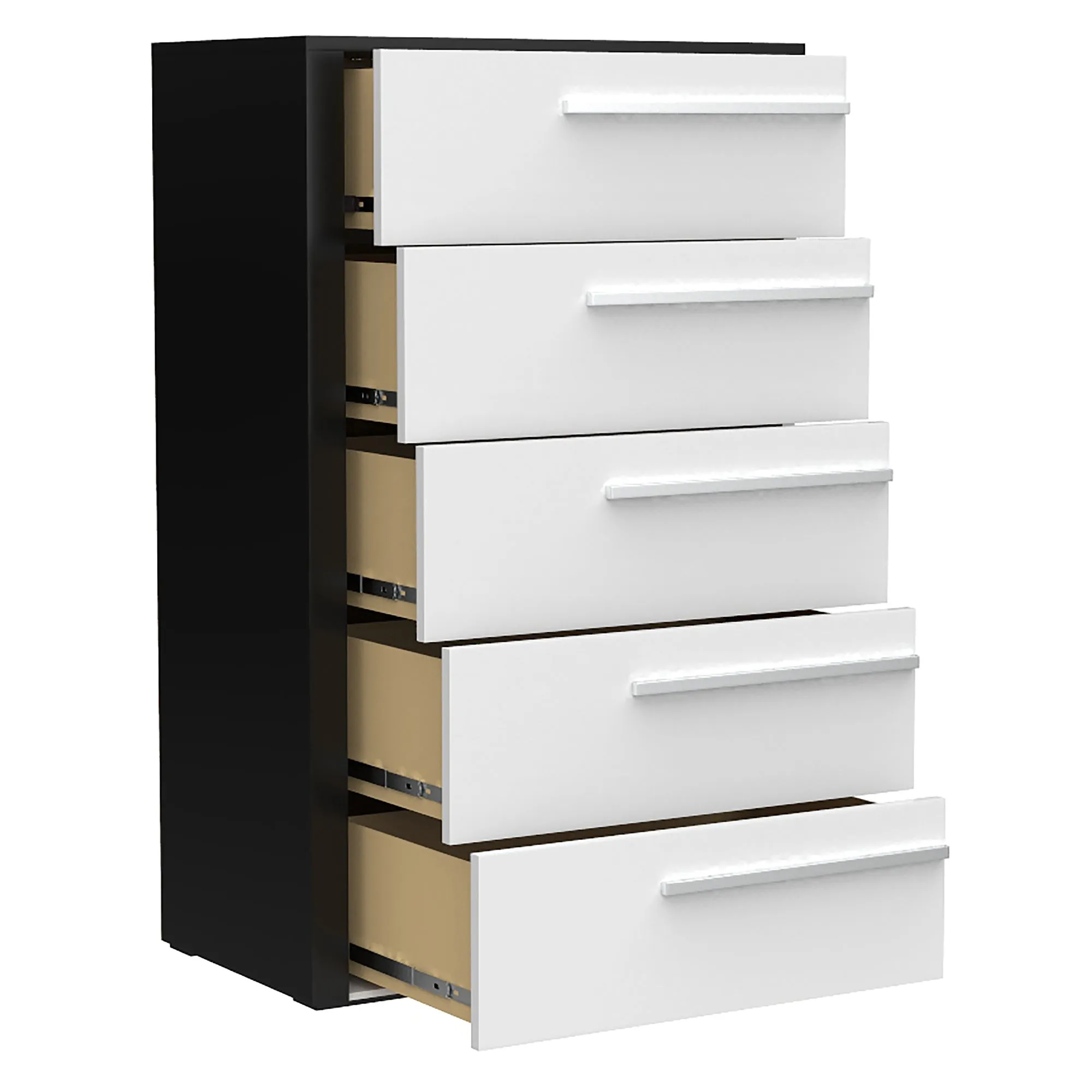 Gabriella 5 drawer chest storage for nursery bedroom, java & white