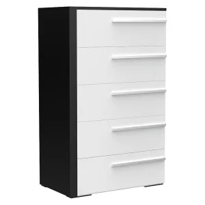 Gabriella 5 drawer chest storage for nursery bedroom, java & white