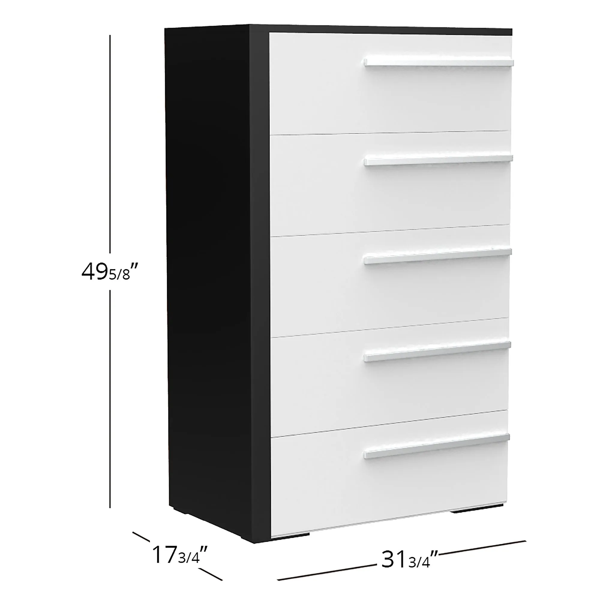 Gabriella 5 drawer chest storage for nursery bedroom, java & white