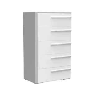 Gabriella 5 drawer chest storage for nursery bedroom, light grey & white