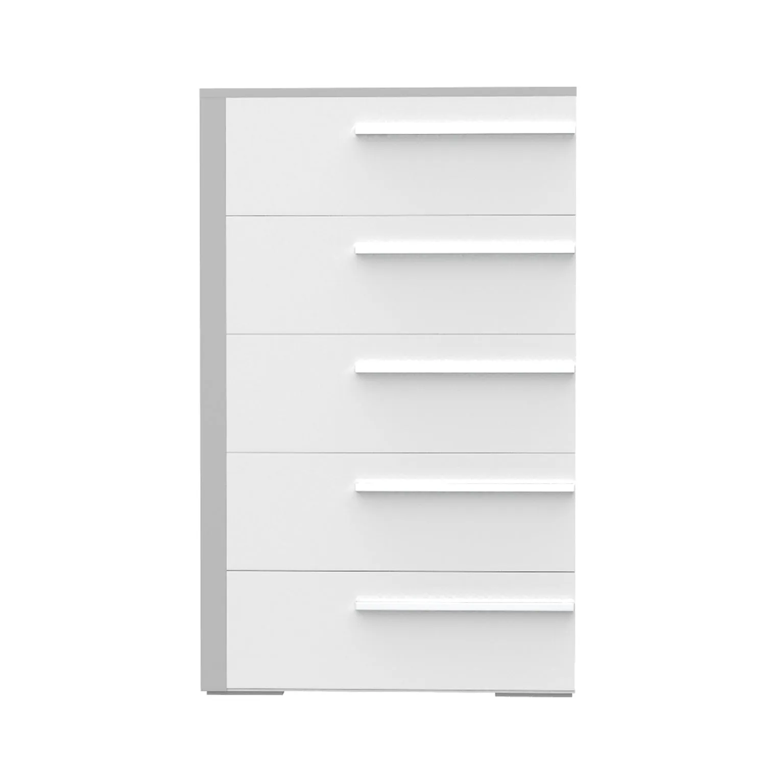 Gabriella 5 drawer chest storage for nursery bedroom, light grey & white