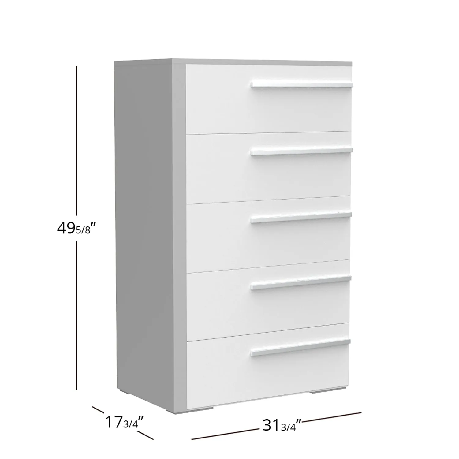 Gabriella 5 drawer chest storage for nursery bedroom, light grey & white
