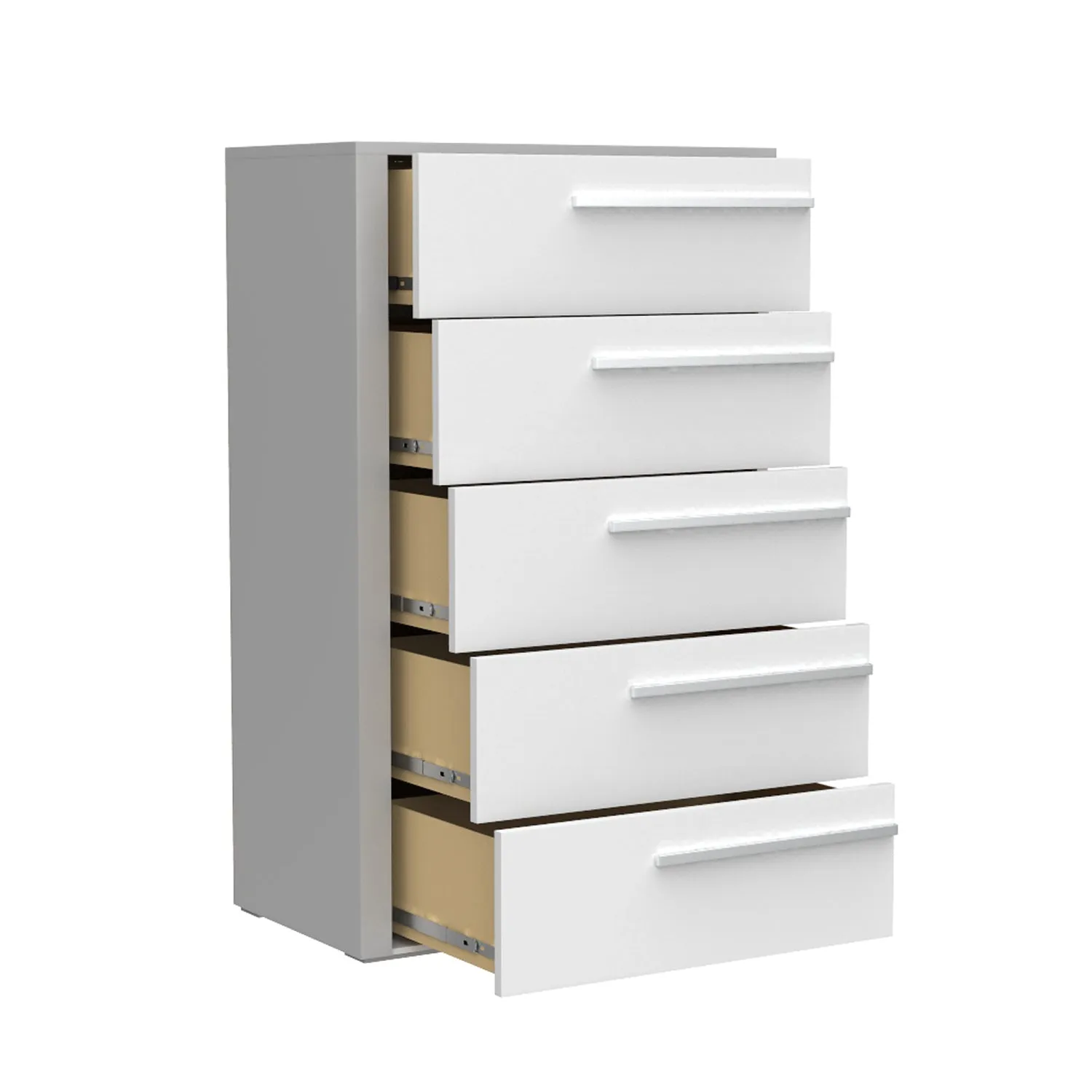 Gabriella 5 drawer chest storage for nursery bedroom, light grey & white
