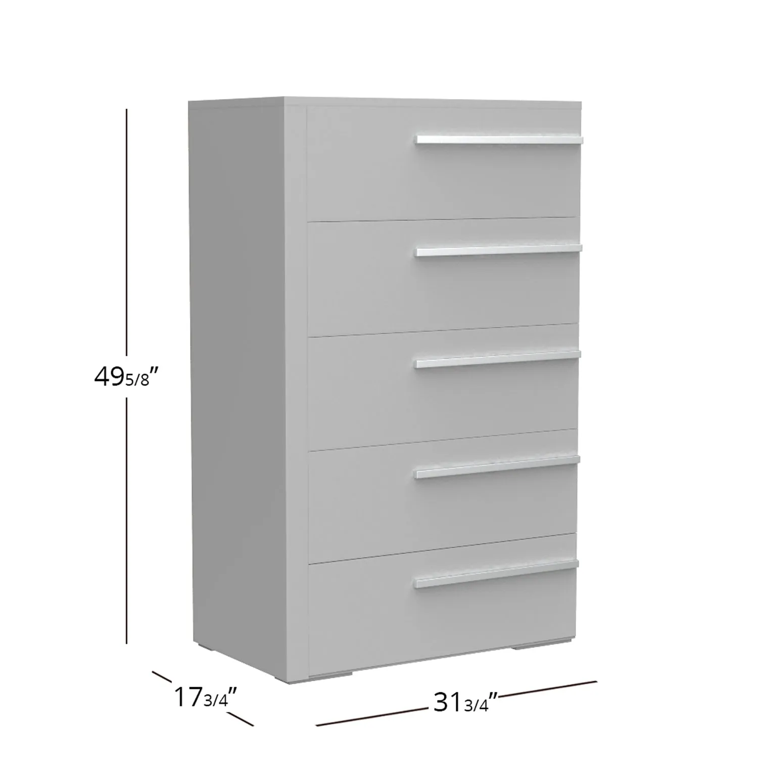 Gabriella 5 drawer chest storage for nursery bedroom, light grey