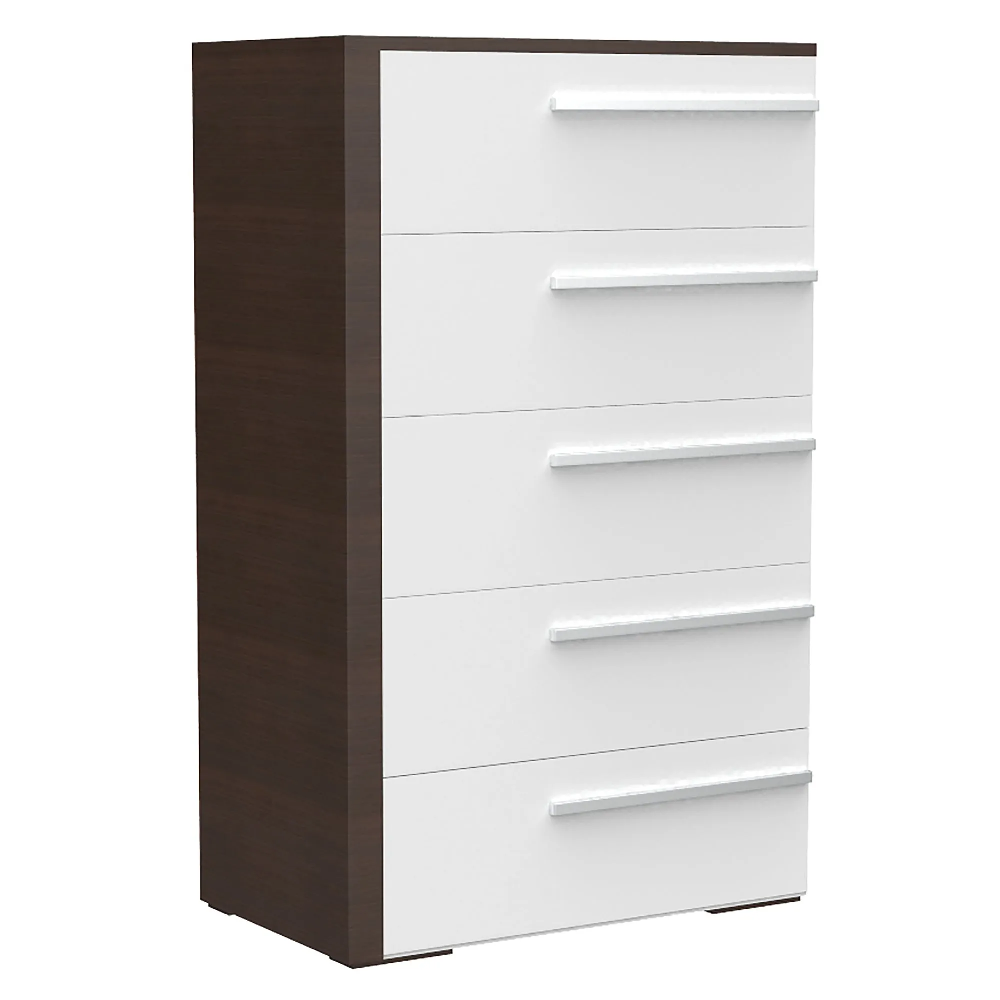 Gabriella 5 drawer chest storage for nursery bedroom, white & walnut