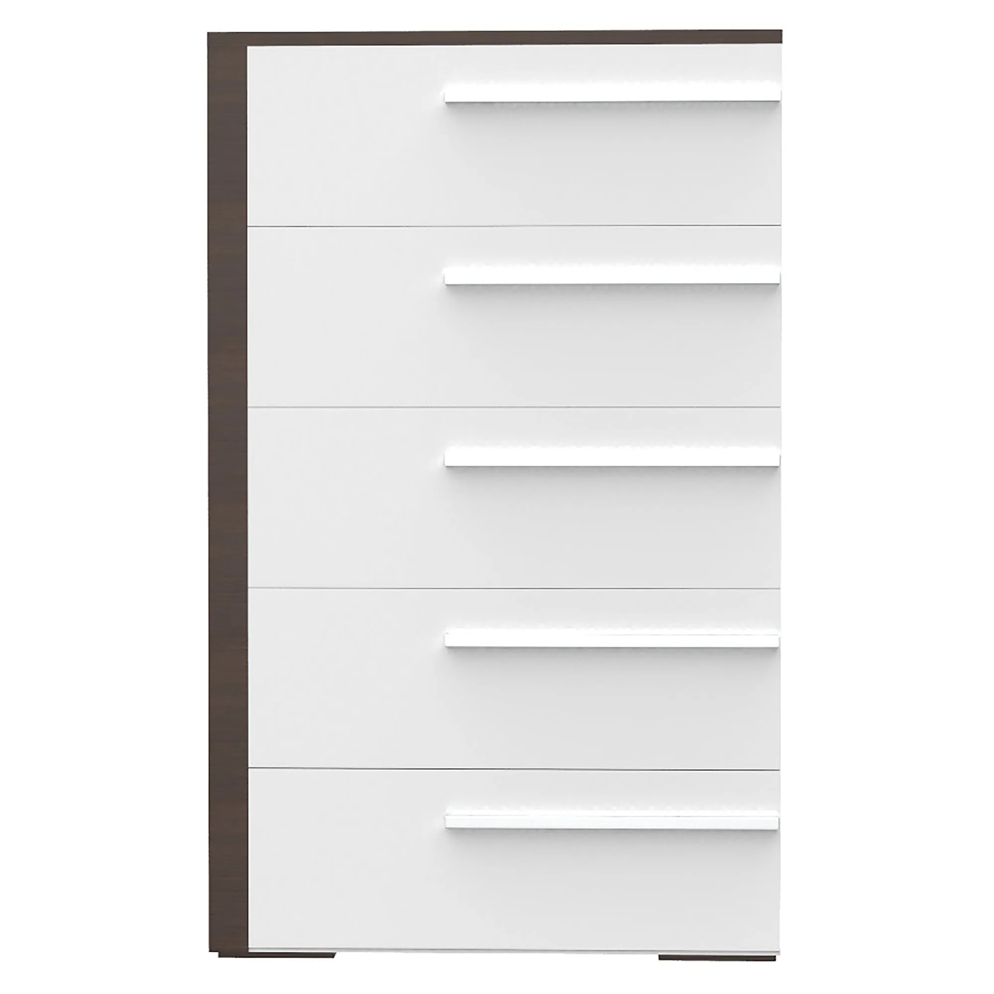 Gabriella 5 drawer chest storage for nursery bedroom, white & walnut