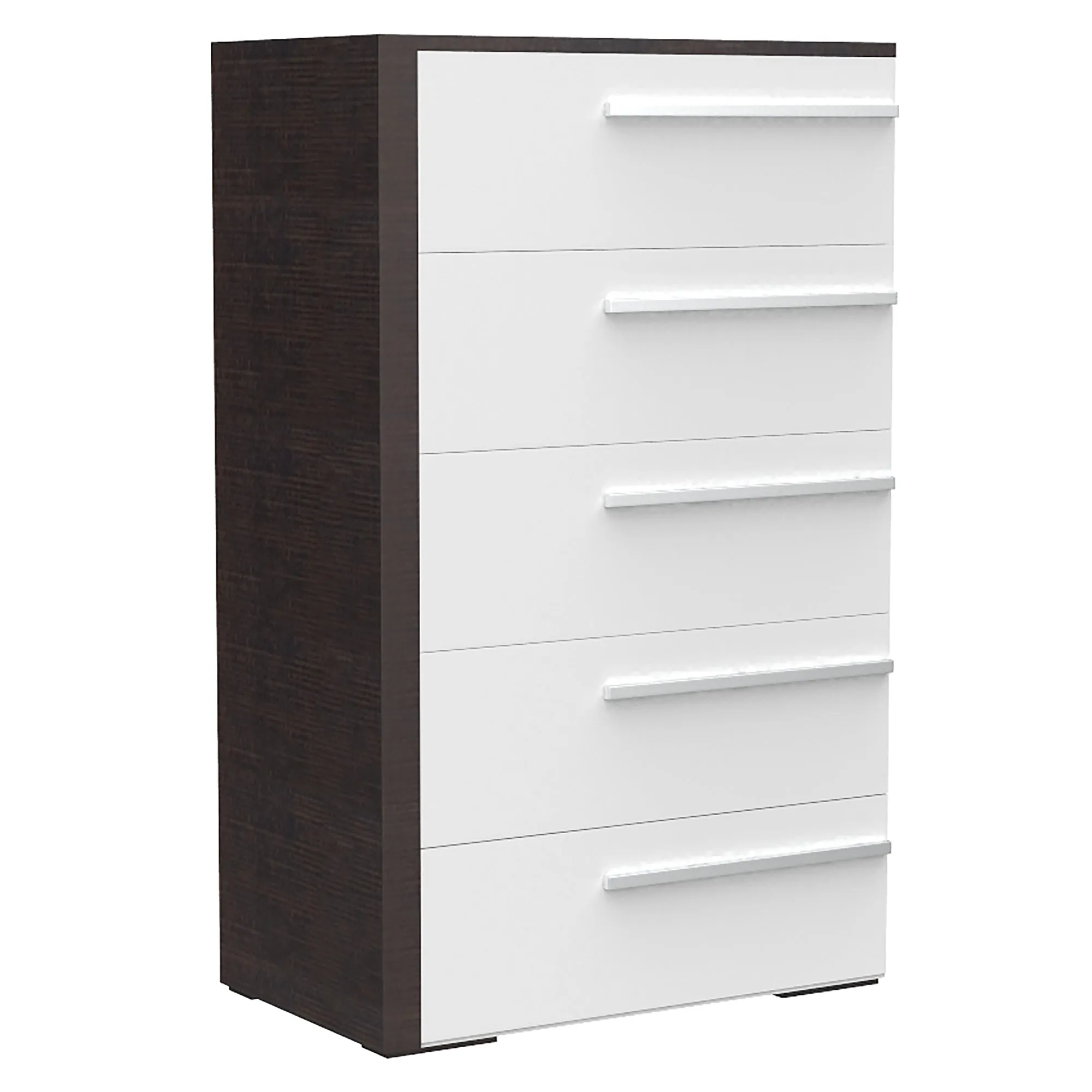 Gabriella 5 drawer chest storage for nursery bedroom, white & wood burn