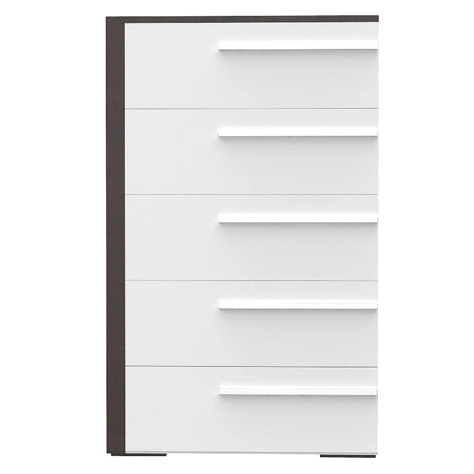 Gabriella 5 drawer chest storage for nursery bedroom, white & wood burn