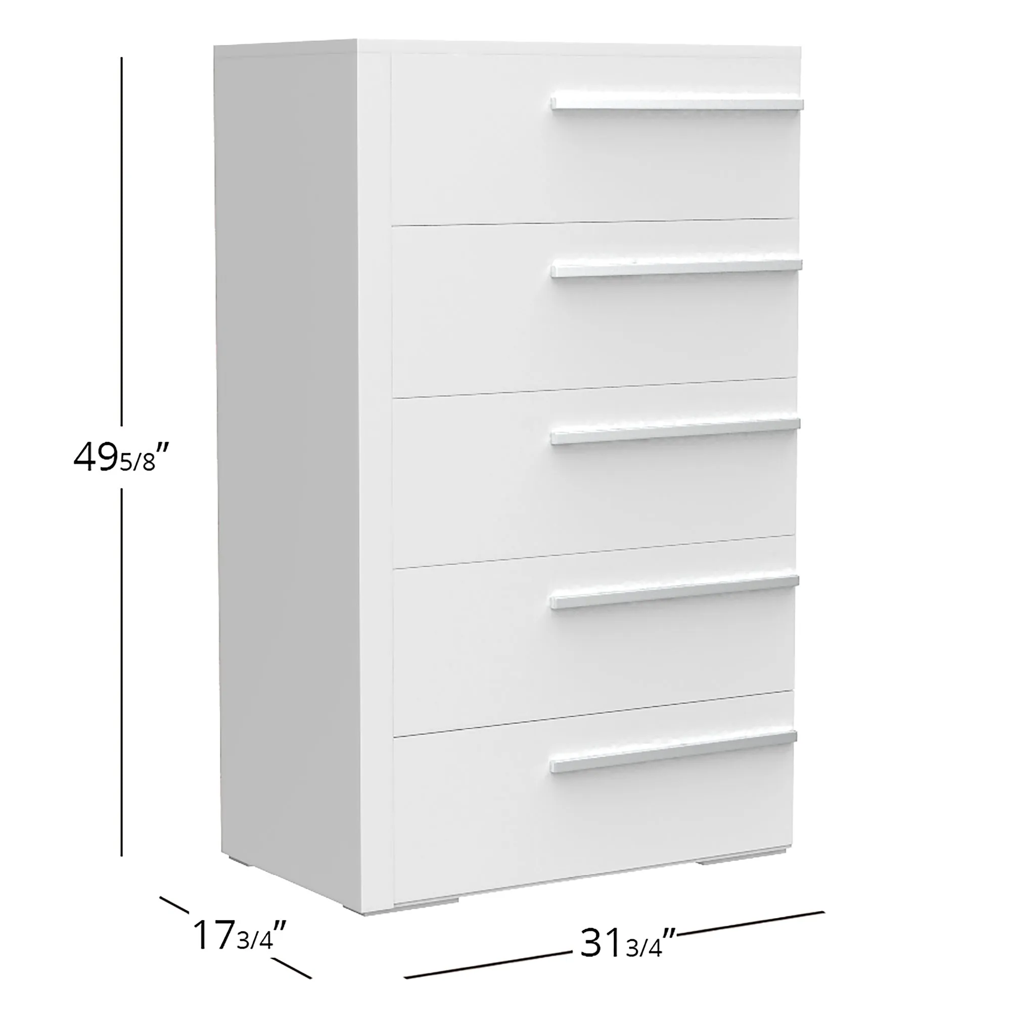 Gabriella 5 drawer chest storage for nursery bedroom, white
