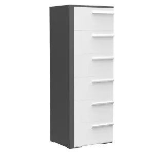 Gabriella 6 drawer chest storage for nursery bedroom, dark grey & white