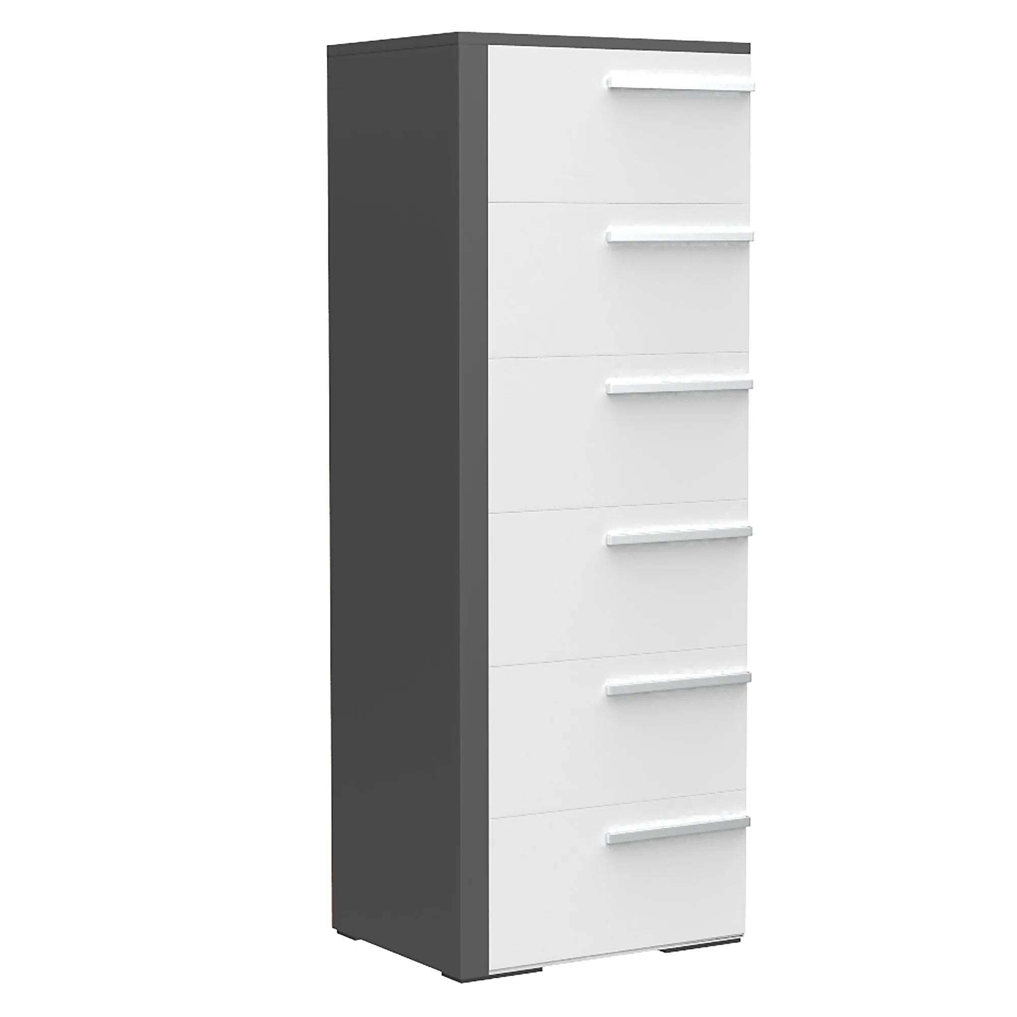 Gabriella 6 drawer chest storage for nursery bedroom, dark grey & white